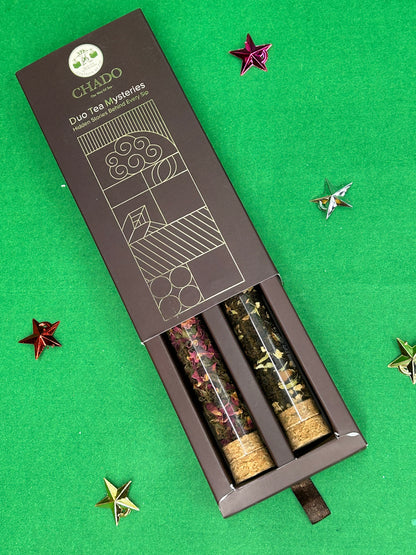 Duo Tea Mysteries Gift Box – 2 Premium Loose Teas in Glass Tubes