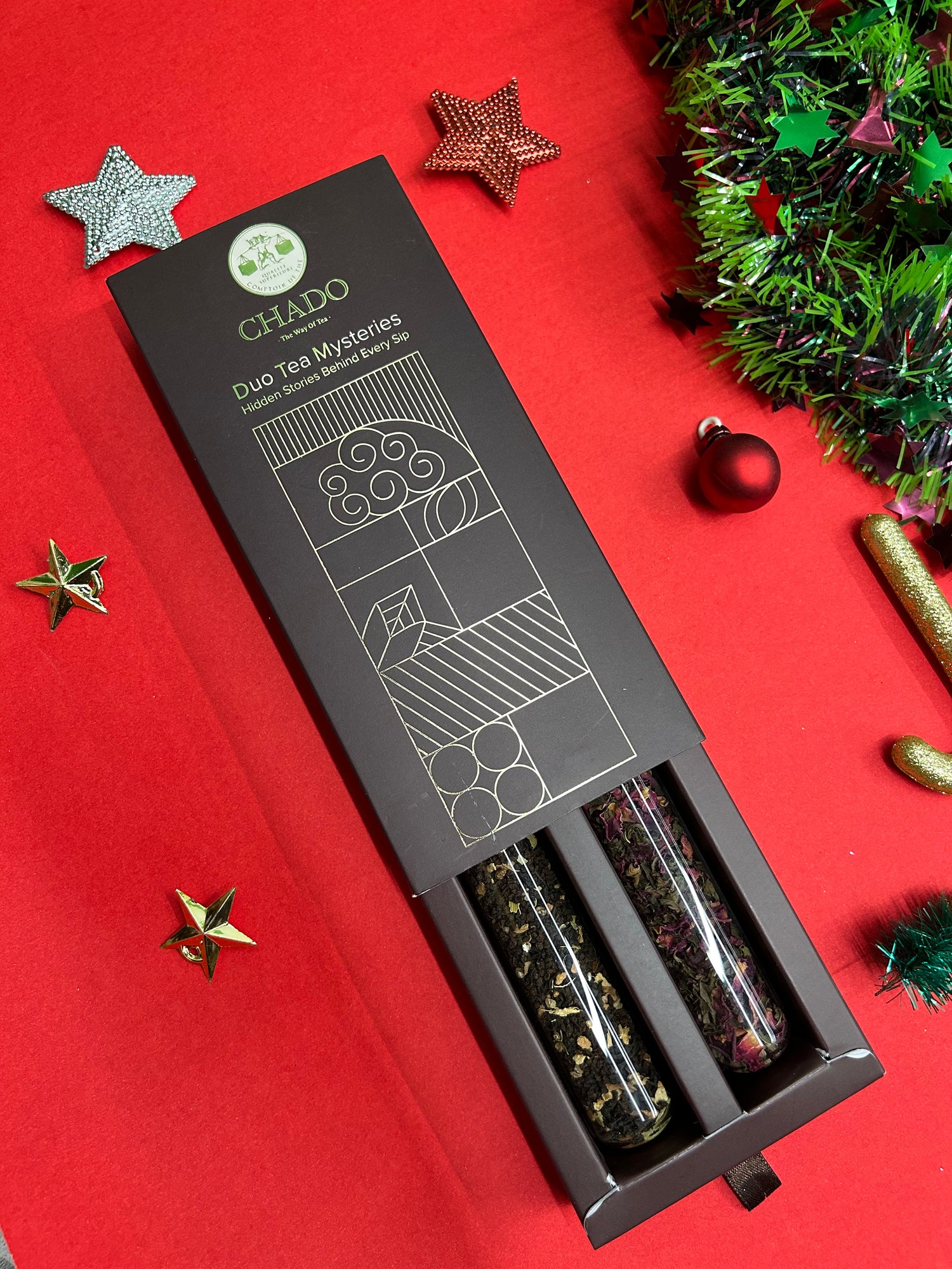 Duo Tea Mysteries Gift Box – 2 Premium Loose Teas in Glass Tubes